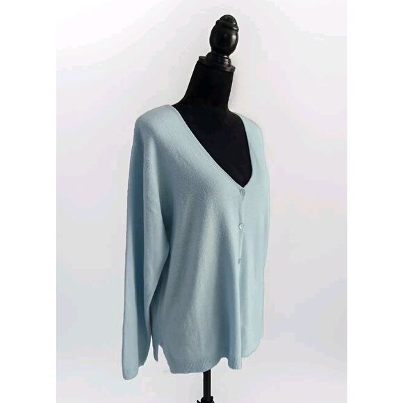 Cpm Collection Women's Super Soft Light Blue Knit V Neck Cardigan Pre-owned L - Picture 2 of 7